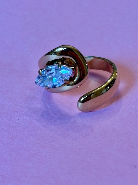 Marquise Gold Wrap Statement Ring PVD Gold Plate - image 6
