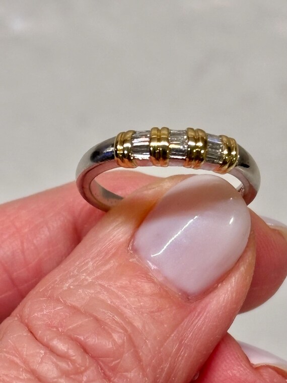 Vintage Platinum & 18K Yellow Gold Baguette Diamo… - image 4