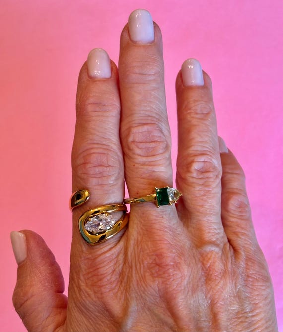 Marquise Gold Wrap Statement Ring PVD Gold Plate - image 8