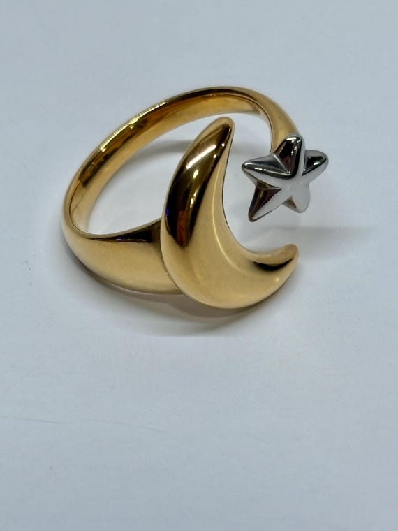 Moon & Star Celestial Statement Ring - image 2