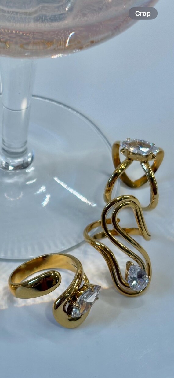 Marquise Gold Wrap Statement Ring PVD Gold Plate - image 5