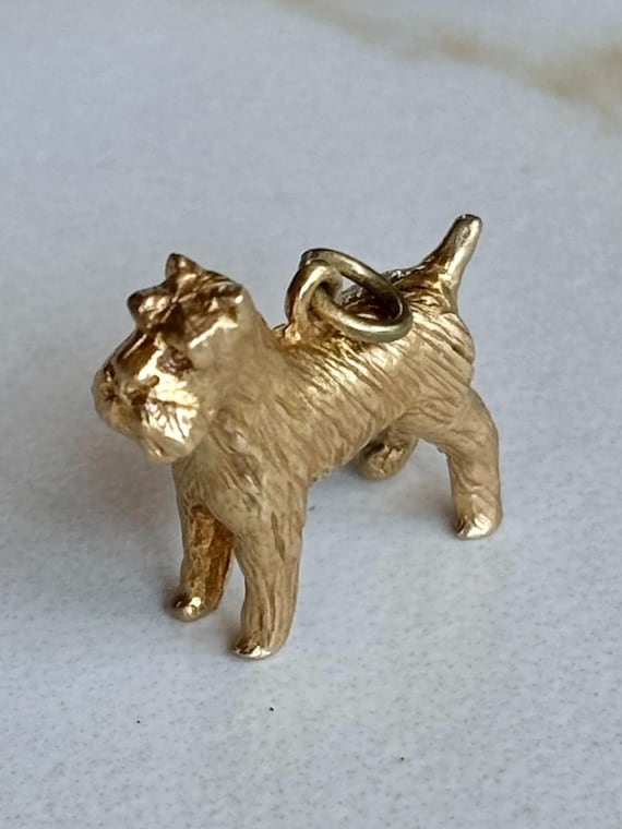 Vintage Scotty Terrier Dog Charm 14K Yellow Gold