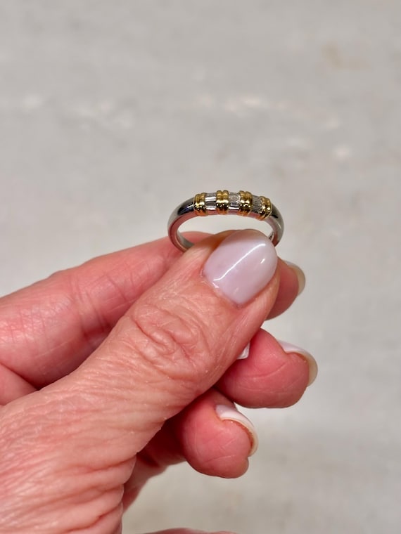 Vintage Platinum & 18K Yellow Gold Baguette Diamo… - image 11