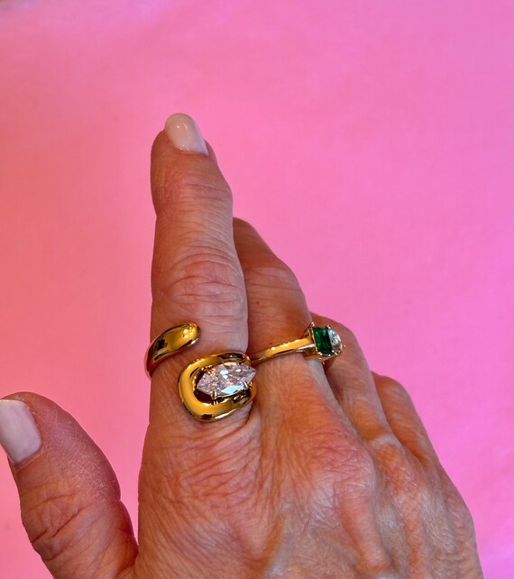 Marquise Gold Wrap Statement Ring PVD Gold Plate - image 7