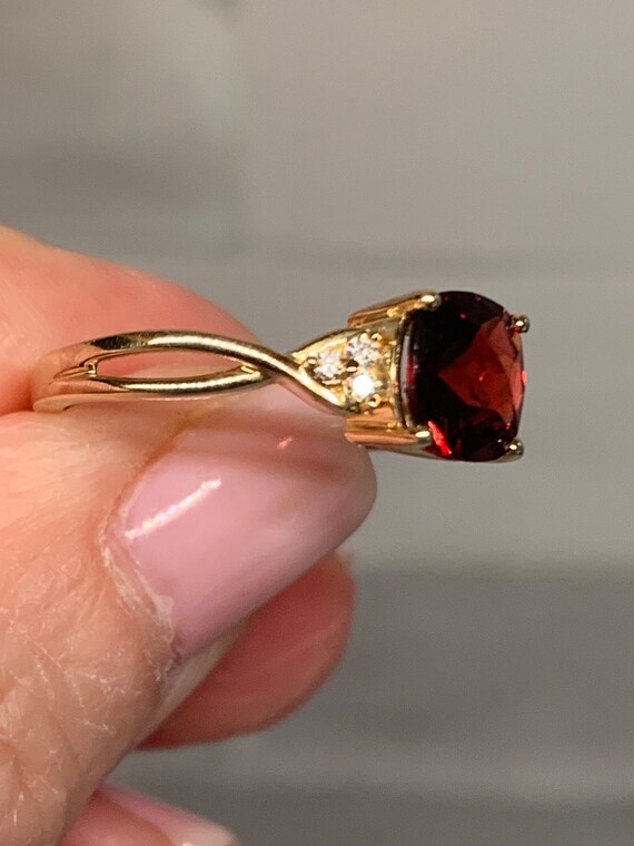 Vintage Garnet & Diamonds Ring - image 8