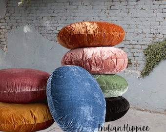 Crushed Velvet Round Floor Cushion Cover, Decorative Pillow Cover, Yoga Mediation Velvet Pouf Cover Soft Cozy Seating Cushion Zippered Cover