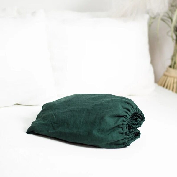 Dark Green Fitted Sheet Etsy