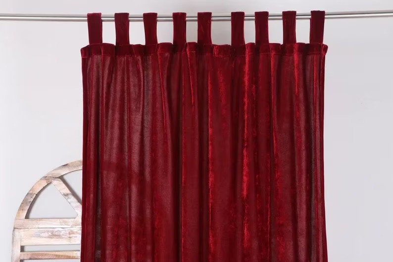 Luxury Velvet Curtain Drapes, Bohemian Tab Top Window and Door Curtain