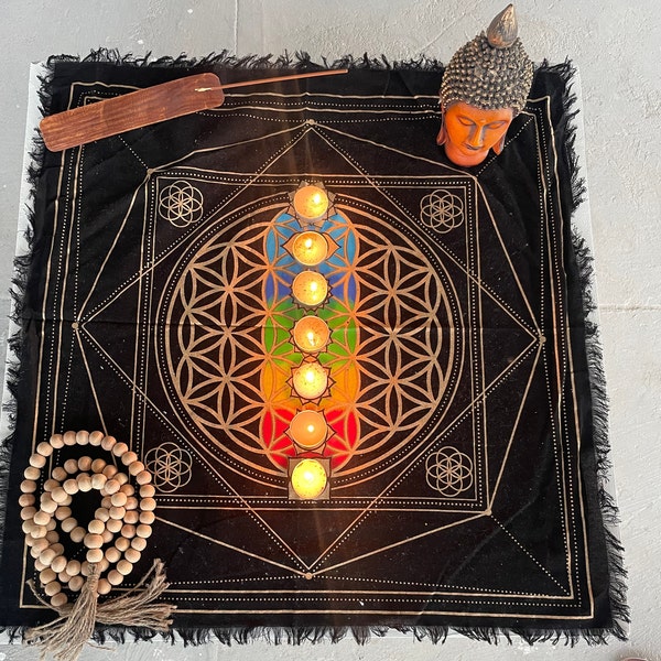 Flower of Life Chakra Altar Cloth