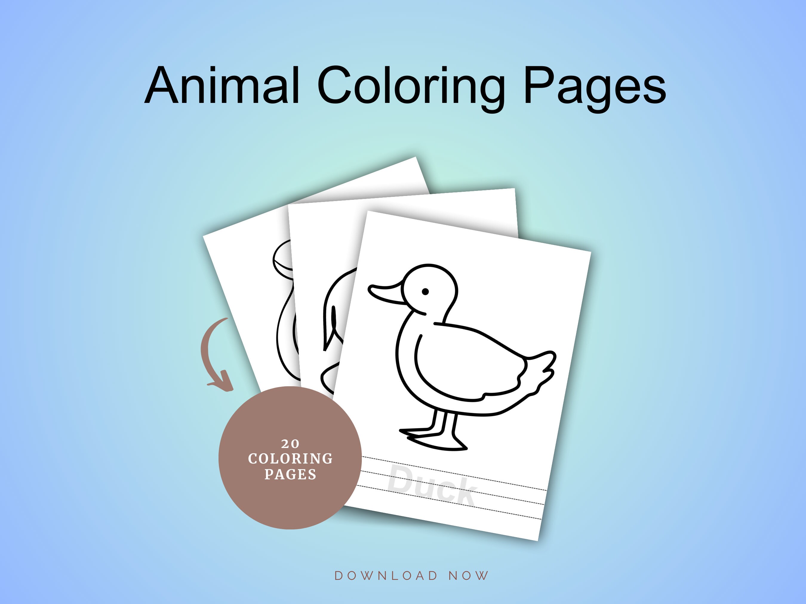 20 Printable Easy Animal Coloring Pages for Kids Toddlers - Etsy