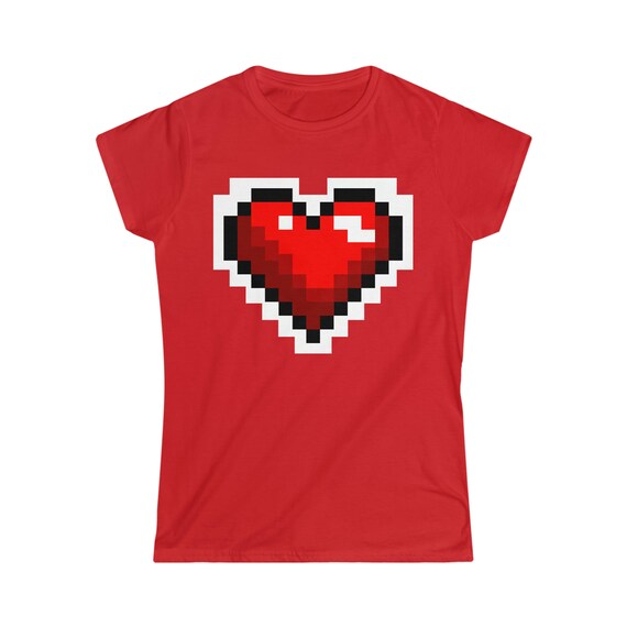 Heart Ladies T Shirt 8 Bit Heart Love Heart Top Trending Summer T shirt Valentines Tee Women s Softstyle Tee Etsy