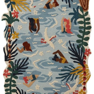 Swiming rug  Hand Made Tufted 100% Fine wool Trending carpets and rugs for Living Room and for kids room / cut and loop Rug.