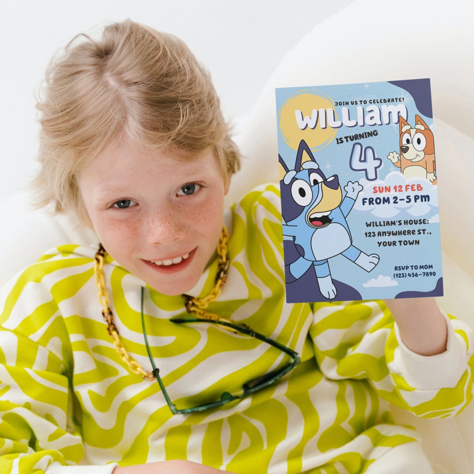 Bluey Editable Birthday Invitation Canva Templatepersonalized Etsy