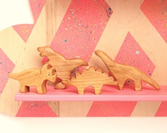 Wooden dinosaur set Wooden toys Gift for Children Kids Toddlers Girls Boys Birthday gift Dinosaur figurines Tyrannosaurus Triceratops