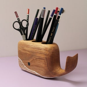 Wooden pencil organizer Whale, Ocean theme, crayon holder for kids, Sea lover gift, Nursery decoration for desk, Birthday girl boy present image 9