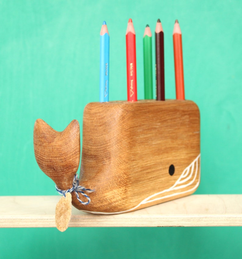 Wooden pencil organizer Whale, Ocean theme, crayon holder for kids, Sea lover gift, Nursery decoration for desk, Birthday girl boy present image 10