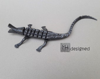 hand forged iron sculpture - crocodile " Mack ", unique piece of metal art, blacksmith artwork, wrought iron