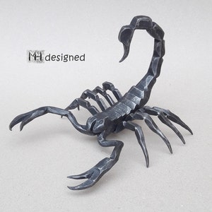 hand forged iron sculpture scorpion, unique piece of metal art, blacksmith artwork, wrought iron
