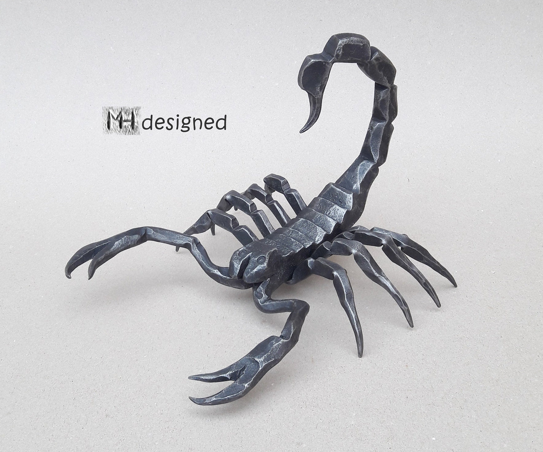 Hand Forged Iron Sculpture Scorpion, Unique Piece of Metal Art