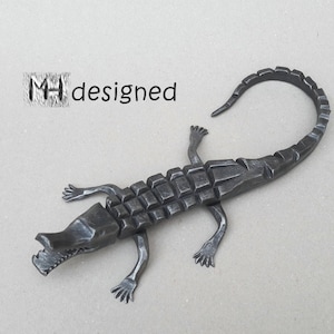 hand forged iron sculpture - crocodile " Jack ", unique piece of metal art, blacksmith artwork, wrought iron