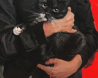 Anpassat kattporträtt från foto, handmålad oljemålning för husdjur, personlig kattminnesgåva
