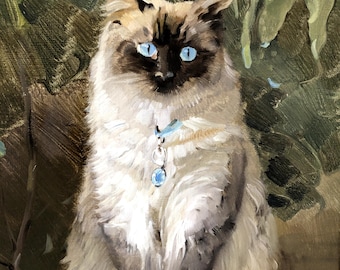 Anpassat kattporträtt från foto, handmålad oljemålning för husdjur, personlig kattminnesgåva
