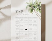 Find the Guest Bingo Template, Printable Party Fun, Editable Tropical Bridal Shower Game, Icebreaker Activity for Beach Wedding Shower AABR