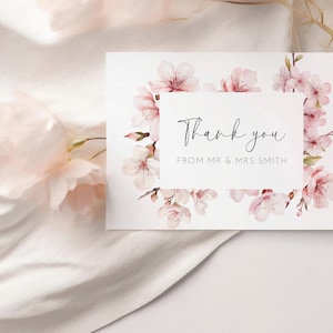 Kirschblüte Danke Karte bearbeitbare Vorlage, personalisierte Hochzeitskarte, Babyparty Dankbarkeit Note, Sakura Floral Custom Briefpapier AAMW