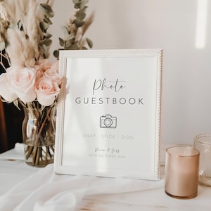 Sign Our Guest Book Sign Polaroid, Editable Template, Printable Photo Guestbook Sign, Wedding Photo Guestbook Sign, Minimalist Style Wedding