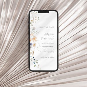 Elektronische uitnodiging Wildflower bruiloft opslaan de datum, bewerkbare sjabloon Boho bloemen bruiloft aquarel wilde bloem Evite E-invite AAAF14