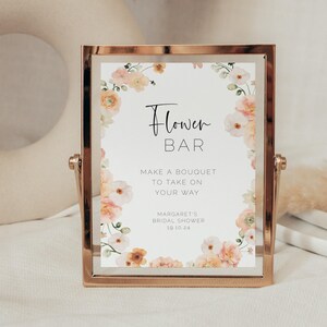 Flower Bouquet Bar Sign, Printable Flower Bar Template, Make A Bouquet To Take on Your Way, Boho Floral Sign, Bridal Shower Baby Shower MJ10