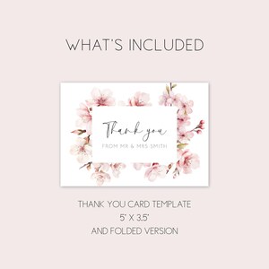 Cherry Blossom Thank You Card Editable Template, Personalized Wedding ...