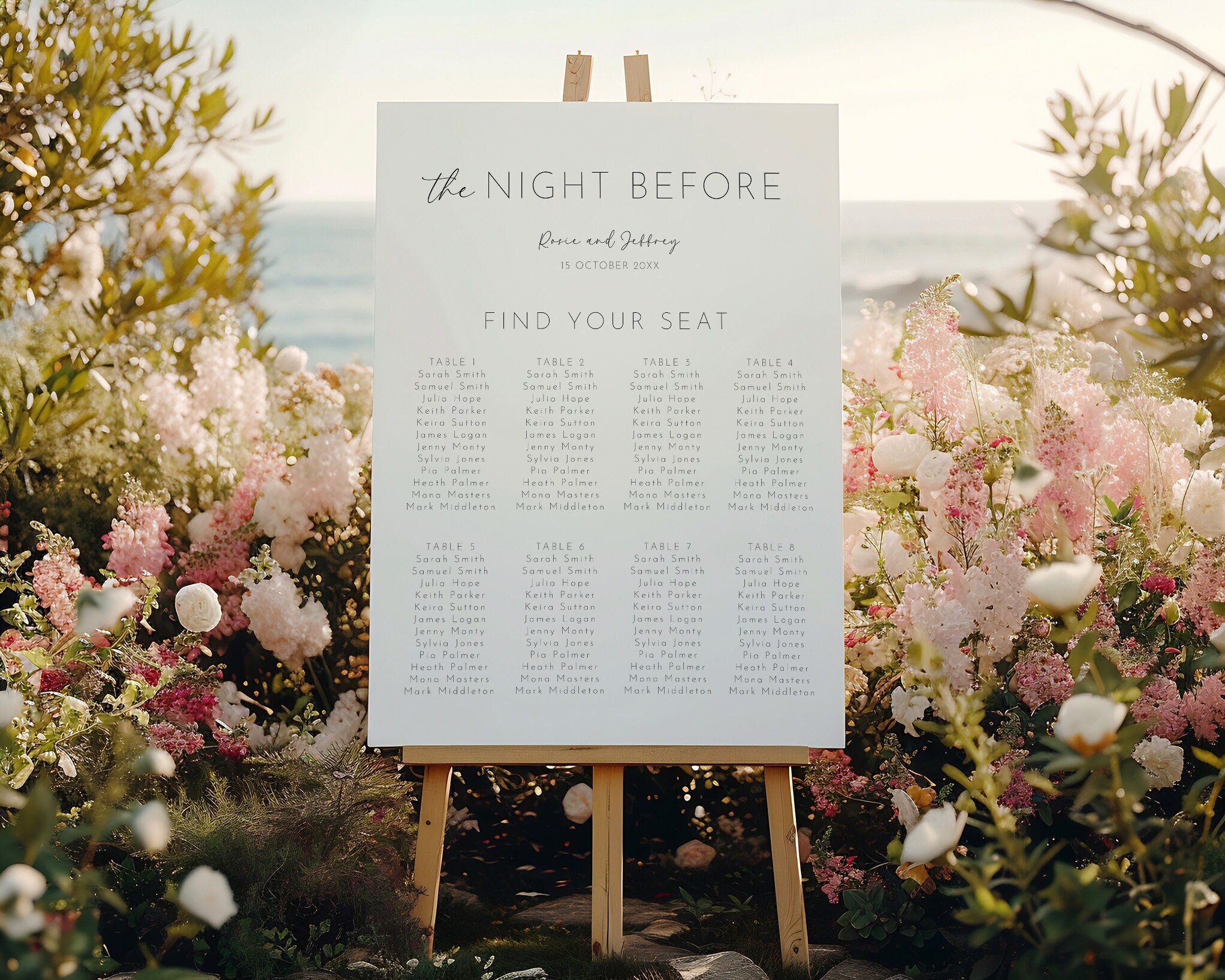 Rehearsal Dinner Seating Chart Template, the Night Before Seating Plan Sign, DIY Editable ...