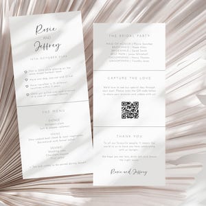 Fun Fact Hochzeitskarte bearbeitbare Vorlage, Menü Serviettennotiz, Erfassen Sie die Liebe QR-Code-Karte, Hochzeitsfoto-Share-Karte, Gast-Dankeschön-Karte