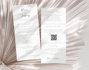 Fun Fact Wedding Card Editable Template, Menu Napkin Note, Capture the Love QR Code Card, Wedding Photo Share Card, Guest Thank you Card