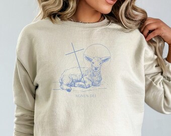 Agnus Dei Sweatshirt, Gift for Catholic, Catholic Gift, Catholic Ladies Sweatshirt, Catholic Sweater, Catholic Mom Gift