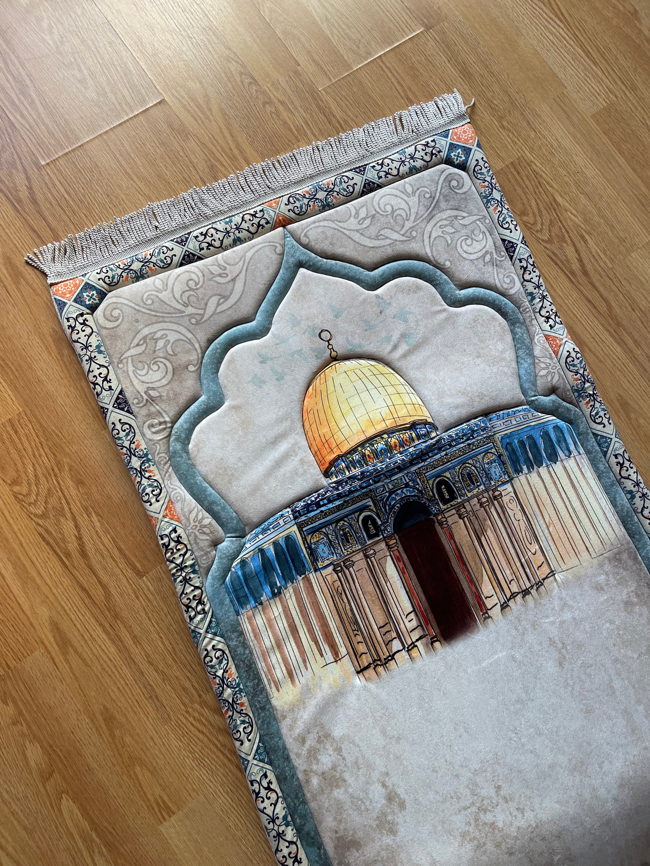 Muslimischer Gebetsteppich Flanell - Gepolstert 65x110cm Mit Quasten