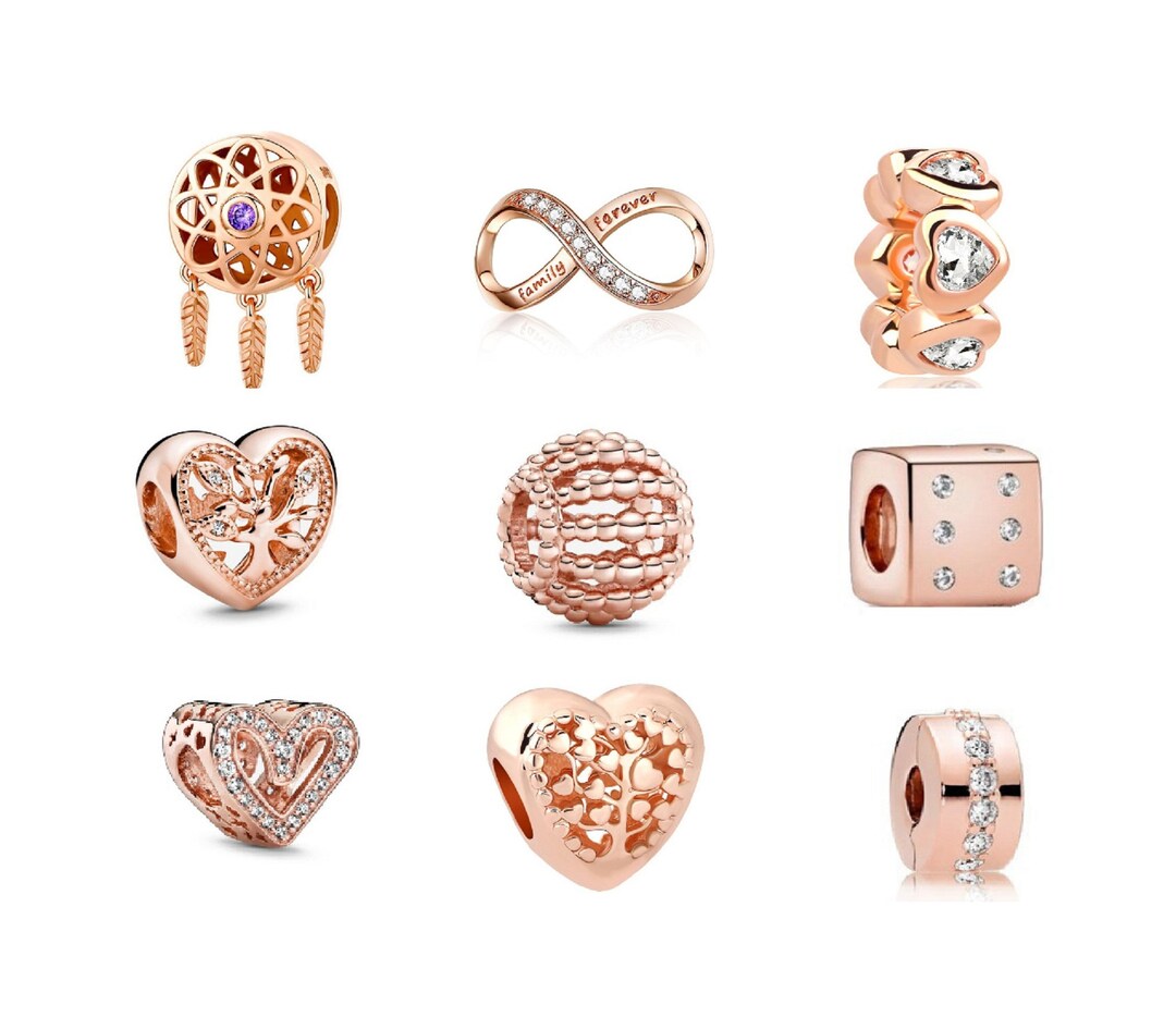 Rose Gold Charms for Pandora Bracelet, 925 Sterling Silver Infinity