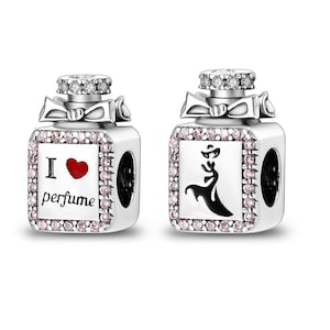 Perfume Bottle Charm Fits Pandora Bracelet, 925 Sterling Silver, Necklace Pendent Charm for Moments Bracelet, Women Jewelry, Gift for Her