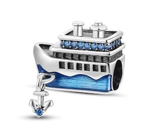 Charms für Pandora Armband, Sterling Silber Charm für Moments Armbänder, Steamboat verankert Kreuzfahrtschiff Charms, Beads, Clips, Pendent
