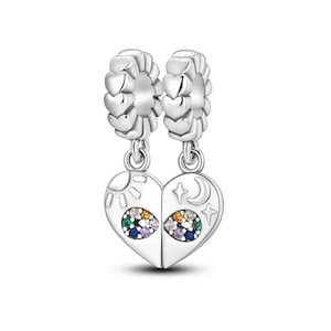 Heart Charm Fits Pandora Bracelet, 925 Sterling Silver, Best Friend Friendship Charms for Moments Bracelets, Women Jewelry,  Gift for her