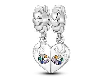 Heart Charm Fits Pandora Bracelet, 925 Sterling Silver, Best Friend Friendship Charms for Moments Bracelets, Women Jewelry,  Gift for her