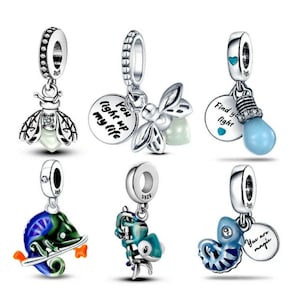 Charm de luciérnaga que brilla en la oscuridad, charms para pulsera Pandora, collar de brazalete, charm de plata de ley 925, regalo para ella