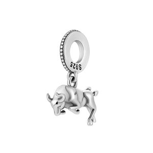 Ciondoli pendenti a forma di toro da corrida in Spagna per bracciale Pandora, ciondoli a forma di animale in argento sterling adatti al bracciale Pandora, regalo per la festa della mamma