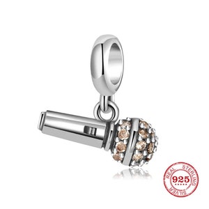 Microphone Charm Fit Original Pandora Bracelet Charm, 925 Sterling Silver Charms, Beads Charm for Moments Bracelets, Women Jewelry