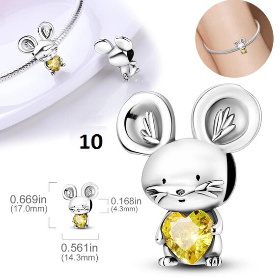 GNOCE Sterling Silver Chihuahua & Owl Charm - 925 Silver With CZ, Fits Bracelets & Necklaces