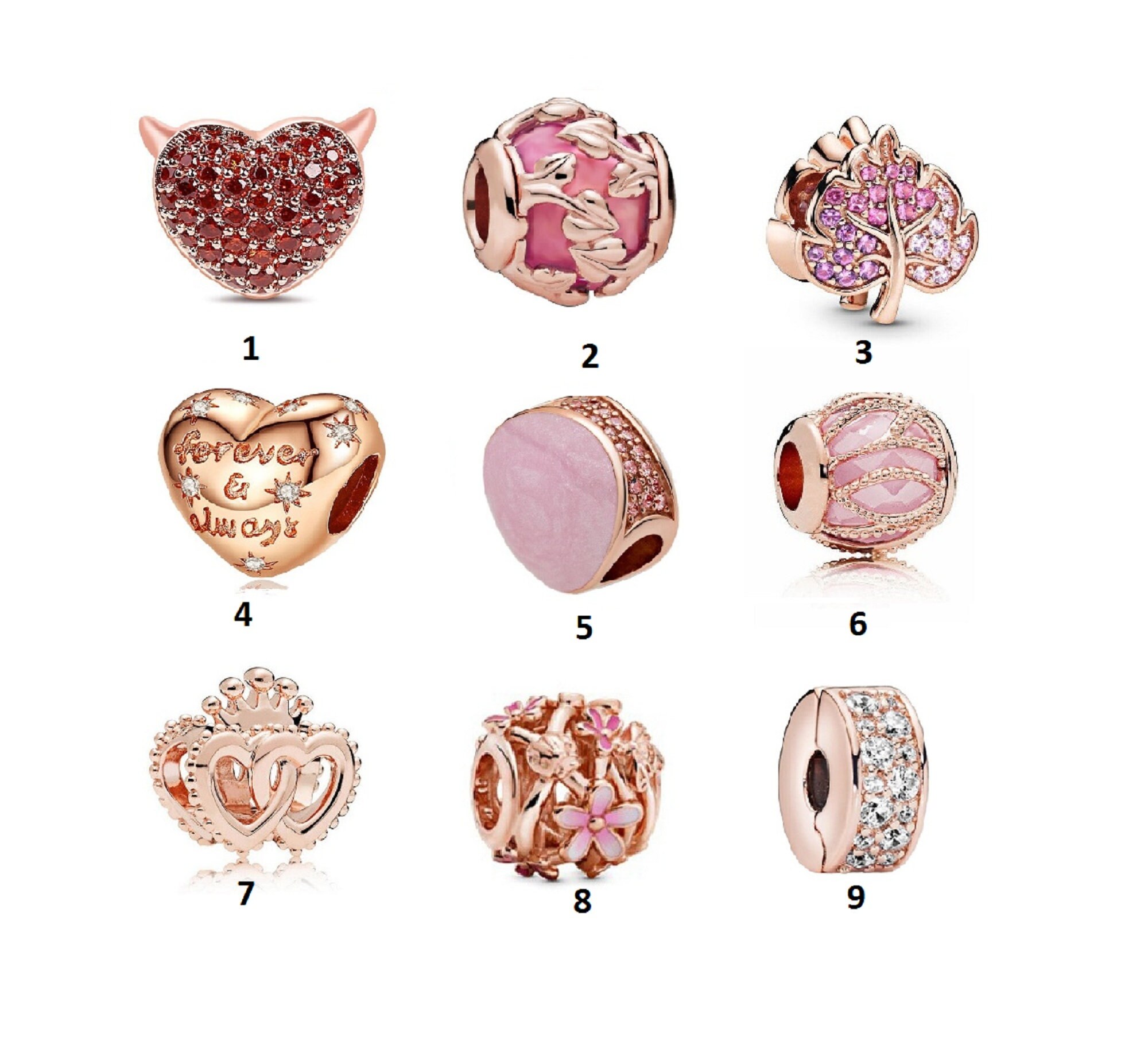 Momentsブレスレット用ローズゴールドチャーム、925スターリング