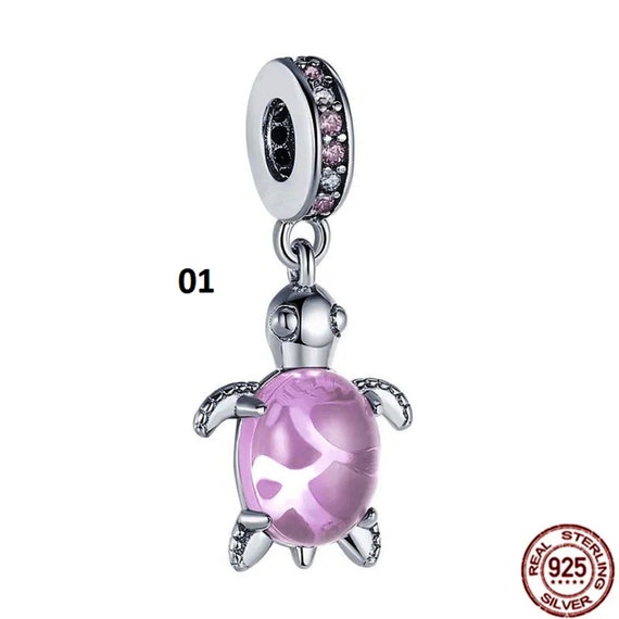 Sterling Silver Green Sea Turtle Charm - 925 Silver Animal Charm For European Snake Bracelets (Fits Pandora, Chamilia) - View #9