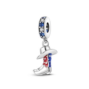 Ciondolo a forma di stivale da cowboy, compatibile con i braccialetti Pandora, in argento Sterling 925, ciondolo per bracciali Moments, gioielli da donna, regalo per lei.