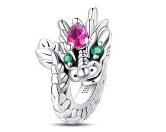 Dragon Charm, Zodiac Silver Charm for Bracelet, Snake Chain Charm fits European Bracelet, New 2024 Women Fashion Jewelry Gift for her